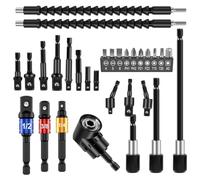 Ujjdwiurgh 30Pcs Flexible Drill Bit Extension Kit Replacement Accessories Right Angle Drill Attachmen,Rotatable Socket Adapter,Bendable Extender Drill Bit