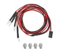 Ujjdwiurgh 4 LED Light Kit 2 White 2 Red 3mm Headlights for 1/24 RC Crawler Car SCX24 90081 AXI00002 Upgrade Parts