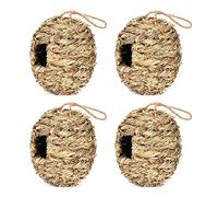 Ujjdwiurgh 4 Pack Hanging Bird Nest House for Outside,Ball Shape,Hand Woven,Made of Natural Grass,Perfect for Garden,Patio