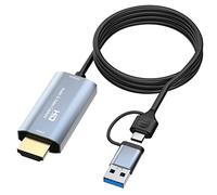 Ujjdwiurgh 4K -Compatible to Type-C+USB Capture Card 1080P Computer Game Live Audio Video Capture Card 1.8M