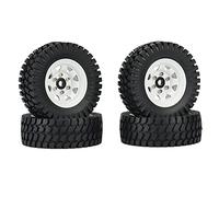 Ujjdwiurgh 4PCS 1.55 Metal Beadlock Wheel Rim Tire Set for 1/10 RC Crawler Car Jr 90069 D90 CC01 LC70 MST,1