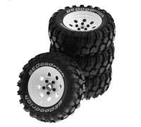 Ujjdwiurgh 4Pcs 1.9 Inch Metal Wheel Rim Rubber Tire for 1/10 RC Crawler TRX4 SCX10 D90 4103 90046 FR4 FMS NT4-White Replacement
