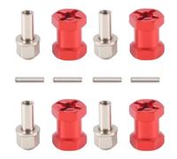 Ujjdwiurgh 4pcs 12mm Hex Wheel Hub Drive Adaptor 17mm Extension Combiner Coupler for 1/10 RC Car Crawler SCX10 D90,Red