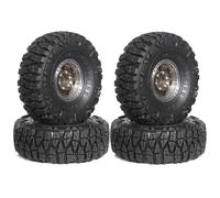 Ujjdwiurgh 4Pcs 60mm 1.0In Metal Beadlock Wheel Tire Set for 1/18 1/24 RC Crawler Car TRX4M SCX24 AX24 FCX24 Upgrade Parts Brown