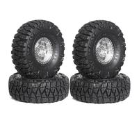 Ujjdwiurgh 4Pcs 60mm 1.0In Metal Beadlock Wheel Tire Set for 1/18 1/24 RC Crawler Car TRX4M SCX24 AX24 FCX24 Upgrade Parts Silver