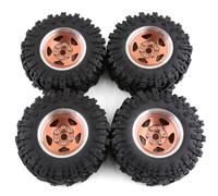 Ujjdwiurgh 4pcs 98mm Metal 1.9Inch Beadlock Wheel Rim Rubber Tire Set for 1/10 RC Crawler Car TRX4 D90 SCX10 II III Bronze