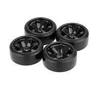 Ujjdwiurgh 4Pcs Drift Car Tire Wheel Rim Hard Wheel Tyre for 1/10 Drifting RC Car Black