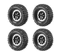 Ujjdwiurgh 4Pcs Metal Beadlock Wheel Hub Rim and Rubber Tire Set for C14 C24 B14 B24 B36 MN D90 MN99S RC Car Upgrade Parts,2