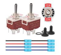 Ujjdwiurgh 4Pin Reverse Polarity Toggle Switch 2PCS 12V Momentary Rocker Switch 30A on Off on DPDT 3 Position Waterproof Boot Cap