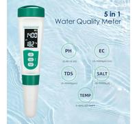 Ujjdwiurgh 5 in1 Digital PH Meter Highly Accurate Water Quality Tester PH/EC/TDS/Salinity/Temp Meter,TDS Meter forDrinking Water