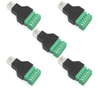 Ujjdwiurgh 5 Pcs RJ12 Male to 6 Pins Screw Terminal Block Adapter for Cat3 Handset Cable Extension, RJ12 6P6C Modular Connectors