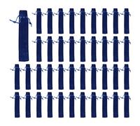 Ujjdwiurgh 50 Pcs Blue Velvet Pen Pouch Sleeve Holder Single Pen Bag Case Pencil Bag