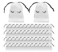 Ujjdwiurgh 50 Pieces Eyelash Aftercare Bags Plastic Makeup Bags Toiletry Makeup Pouch Cosmetic Travel with Drawstring White,S
