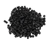 Ujjdwiurgh 500 Pcs Black 5mm Silicone Lined Micro-ring Links Beads for I Stick Hair Extension Installation and Feathers