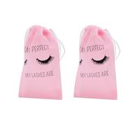 Ujjdwiurgh 50Pcs Bags Eyelash Packaging Plastic Makeup Bag Portable Toiletry Pouch for Women with Black Drawstring