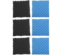 Ujjdwiurgh 6 Pack Black + blue/Charcoal egg crate foam acoustic tiles soundproofing foam panels sound insulation soundproof foam padding sound dampening Studio padding 30x30x3.8cm