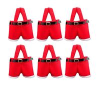 Ujjdwiurgh 6-Pack Christmas Santa Pants Gift Bags, Small Candy Bags, Xmas Parties Decorative Gift Pouches for Presents