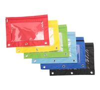 Ujjdwiurgh 6 Piece Colorful 3 Ring Zipper Pencil Pouch Fabric Pencil Case with Clear Window
