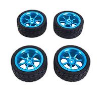 Ujjdwiurgh 65mm Metal Wheel Rim + High Grip Rubber Tires Tyres for 144001 A959 A959-B 124019 124018 RC Car Parts,Blue