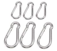 Ujjdwiurgh 6Pcs Stainless Steel Spring Snap Hook Carabiner, Small Carabiner, Stainless Steel Clips for Flags Climbing(M6 and M8)