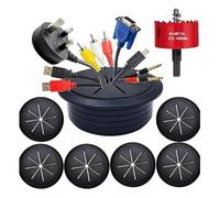 Ujjdwiurgh 6PCS TV Cord Hider 2-3/8"(60mm) in Wall Cable Management Kit Cord Hider for Wall Mounted TV Hole Saw Drill Attachment B
