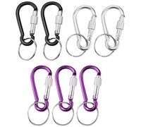 Ujjdwiurgh 7 Pcs 5# Screw Lock Mini Multicolor Aluminum Carabiner Hook w Keyring