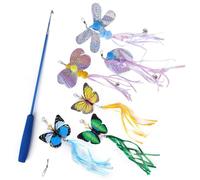 Ujjdwiurgh 7 PCS Pet Cat-Toy Set Training and Soothing-Cat Butterfly Toy As Shown Plastic,Metal Cat-Teasing Stick Set