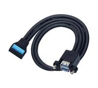 Ujjdwiurgh 90 Degree UP/Down Angle USB 3.0 19/20Pin to Dual USB-A Female Port Adapter Cable Motherboard Internal Extension Cord A