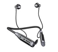 Ujjdwiurgh A12 Neck-Mounted Bluetooth 5.0 Headset Long Standby Wireless Pluggable Graphics Headset Semi-In-Ear Black