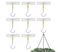 Ujjdwiurgh Adhesive Ceiling Hooks 8PCS Ceiling Hanger Hooks Eye Hooks for Suspending Small Plants Wind Chime Hanger for Kitchen