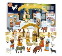 Ujjdwiurgh Advent Calendar 2023 Nativity Scene,Nativity Scene Advent Calendar Set,Cute Animal Small People Xmas Easy to Use