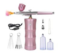 Ujjdwiurgh Air Brush Kit with Air Compressor, Upgraded 7.4V 34PSI Air Brush Spayer Rechargeable Portable Cordless Air Brush Pink