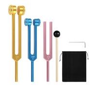 Ujjdwiurgh Aluminum Tuning Fork Set 3Pcs- 128Hz, 256Hz, 512Hz with Hammer for Healing Chakra, Sound Therapy, Stress Relief Reliever
