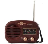 Ujjdwiurgh AM FM Bluetooth Radio Retro Transistor Portable Battery Operated USB Music Player Brown