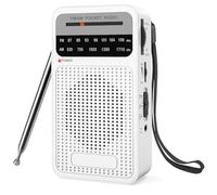 Ujjdwiurgh AM FM Pocket Radio, Transistor Radio with Loudspeaker, Headphone Jack, Portable Radio for Indoor, Outdoor Use White