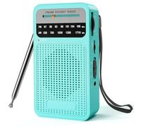 Ujjdwiurgh AM FM Pocket Radio, Transistor Radio with Loudspeaker, Headphone Jack, Portable Radio for Indoor, Outdoor Use Green