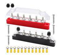 Ujjdwiurgh Battery Bus Bar 6 X 1/4Inch (M6) Terminal Studs 12V Power Distribution Block with Cover and Ring Terminals, Max 300V AC Easy Install Easy to Use