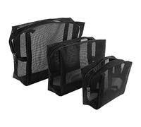 Ujjdwiurgh Black Mesh Makeup Bag See Through Zipper Pouch Travel Cosmetic and Toiletries Organizer Bags Pack of 3(S,M,L)