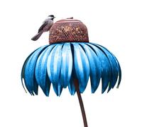 Ujjdwiurgh Blue Feeder Bottle with Stand Outdoor Garden Flower Shaped Bird Feeder Easy Install