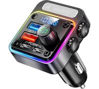 Ujjdwiurgh Bluetooth 5.3 54W Wireless FM Radio Transmitter Car Adapter with 4 Charging Ports, Hands-Free Calling with Built-in Player