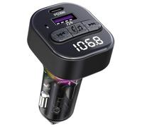 Ujjdwiurgh Bluetooth 5.3 FM Transmitter Support MP3 Player, Hands-Free Calling, LED Backlight for Car with Type-C PD Car Charger