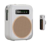 Ujjdwiurgh Bluetooth Voice Amplifier with Wireless Lavalier Lapel Microphone- Magnetic Design Ideal for Classroom, Yoga Conference Settings White