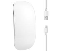 Ujjdwiurgh Bluetooth Wireless Magic Mouse Silent Rechargeable Computer Mouse Slim Ergonomic PC Mice for (White)
