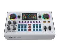 Ujjdwiurgh C100pro Dual Channel External Live Sound Card Anchor Multi-Function Karaoke Game for PC Streaming Media Bluetooth White