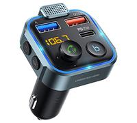 Ujjdwiurgh Car Bluetooth 5.0 FM Transmitter, Car Mp3 Player Radio Music Adapter Charger, Supports Hands-Free Assistant