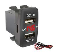 Ujjdwiurgh Car Dual USB3.0 Fast Charge with Display Voltmeter Black and Red Voltage Car Charger for