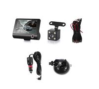 Ujjdwiurgh Car DVR Dashcam HD Screen 1080P 3 Lens Video Recorder Front + Interior+Rear View Camera Dash Cam 4 Inch Black ABS