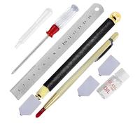 Ujjdwiurgh Carbide Tip Glass Cutting Kit Tool Set Includes Steel Ruler, Oil Bottle, Scoring Tools,3-14mm, White Scriber