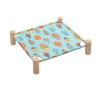 Ujjdwiurgh Cat and Dog Hammock Bed Wooden Cat Hammock Elevated Cooling Bed Detachable Portable Indoor Outdoor Pet Bed Suitable H