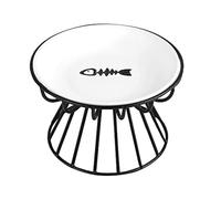 Ujjdwiurgh Cat-Bowls, Elevated Cat-Bowl, Raised Ceramic Cat-Dish with Metal Stand,Pet Water or Food Feeding Station,Dishwasher Safe Easy to Use 16 X 16 X 10cm